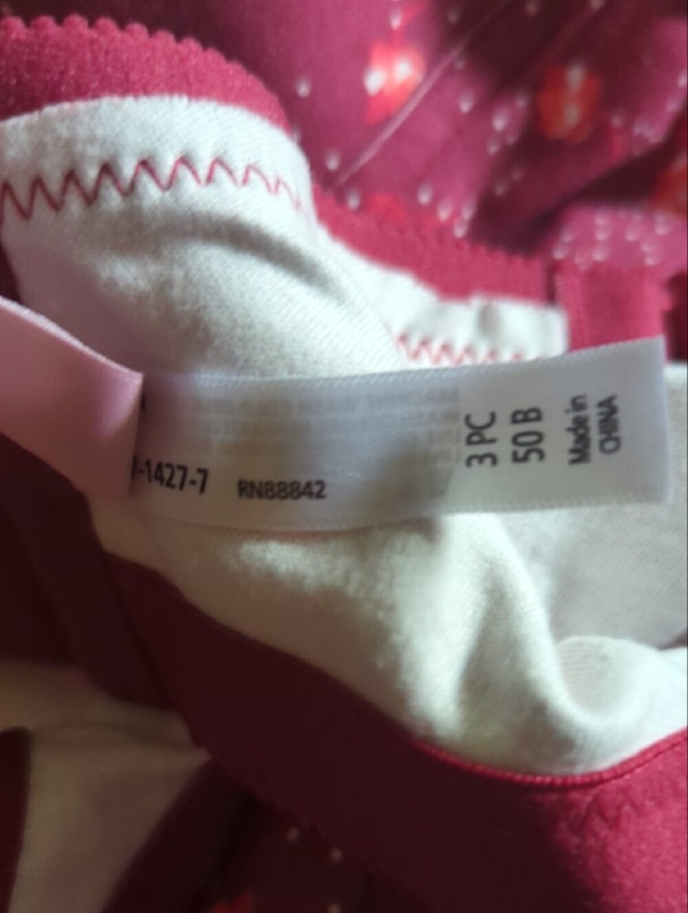Bras3pack;Pink Solid,Floral,Dark Red Floral,3 Bras,New,3 Pak Back FastenerCotton - Picture 9 of 16